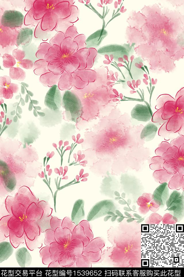 年轻女性春夏华亿平台水彩数码印花华亿平台下载（图片编号: 1539652） - 瓦栏（Walan）