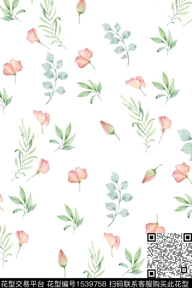 花卉叶子小碎花数码印花华亿平台下载（图片编号: 1539758） - 瓦栏（Walan）