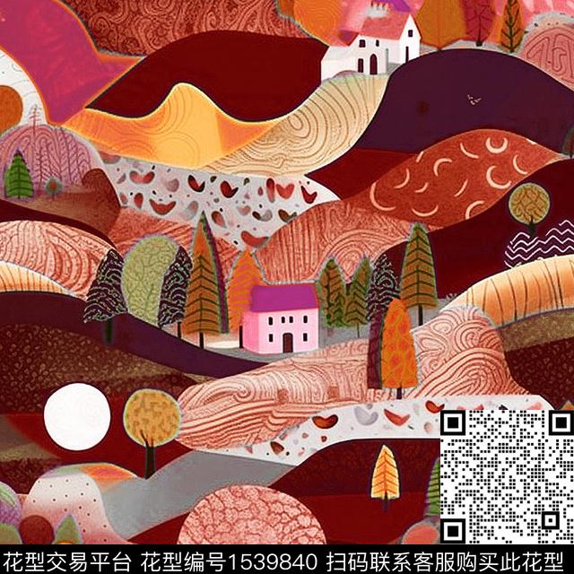 风景定位房屋数码印花华亿平台下载（图片编号: 1539840） - 瓦栏（Walan）