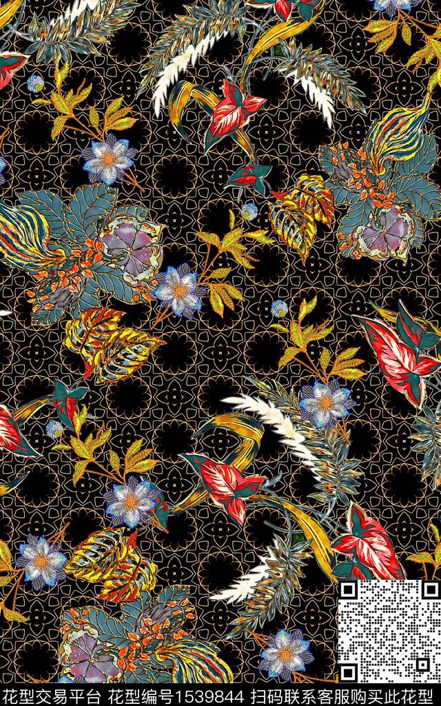 民族风中老年几何传统印花华亿平台下载（图片编号: 1539844） - 瓦栏（Walan）