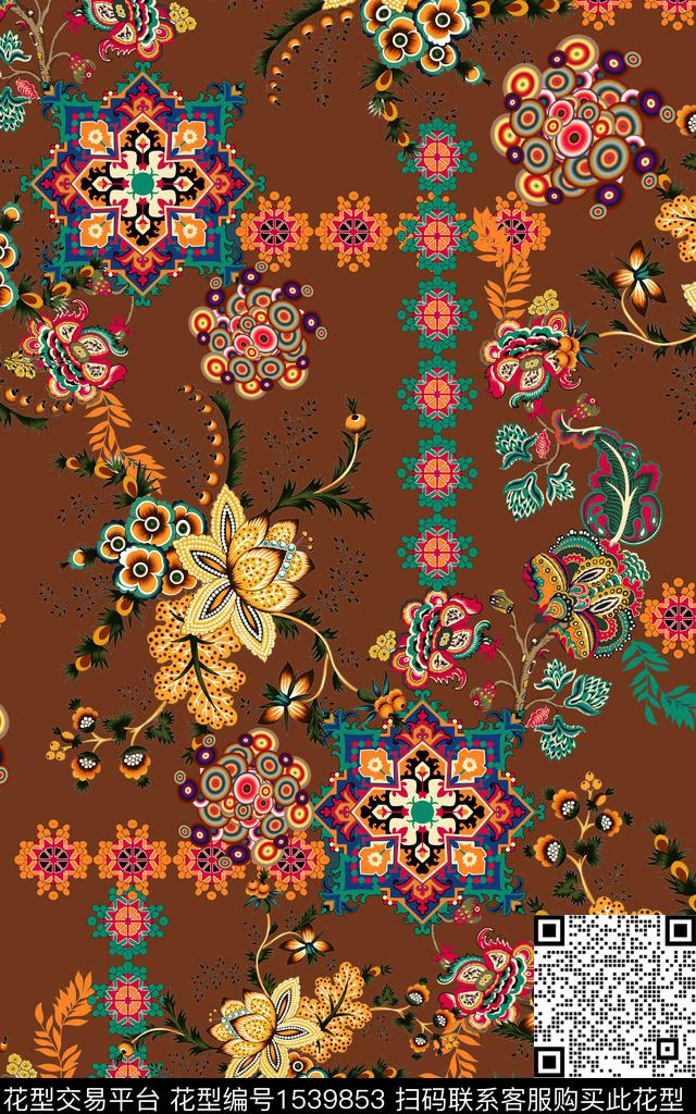 民族风中老年中国风传统印花华亿平台下载（图片编号: 1539853） - 瓦栏（Walan）