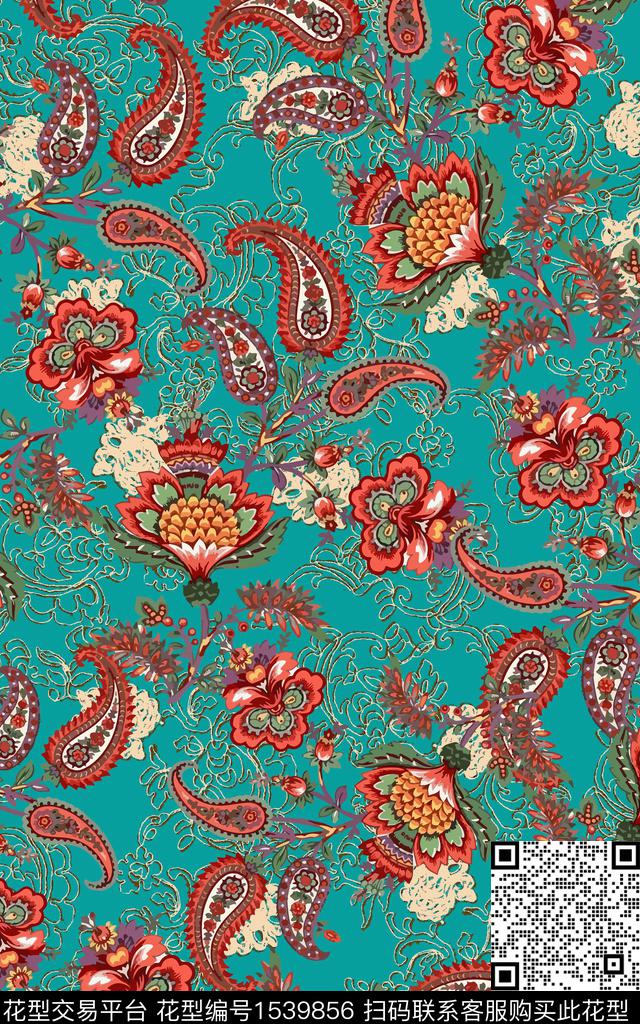 民族风中老年佩斯利传统印花华亿平台下载（图片编号: 1539856） - 瓦栏（Walan）