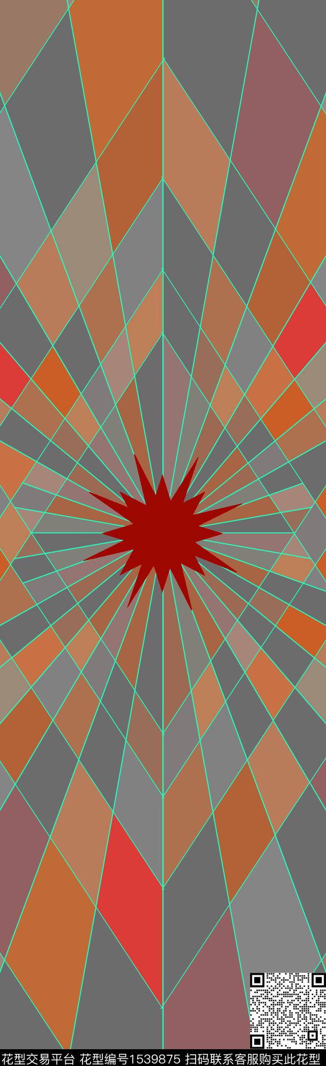 分散格子几何传统印花华亿平台下载（图片编号: 1539875） - 瓦栏（Walan）