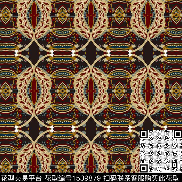 民族风对称趋势华亿平台数码印花华亿平台下载（图片编号: 1539879） - 瓦栏（Walan）