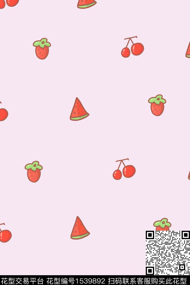 水果手绘可爱数码印花华亿平台下载（图片编号: 1539892） - 瓦栏（Walan）