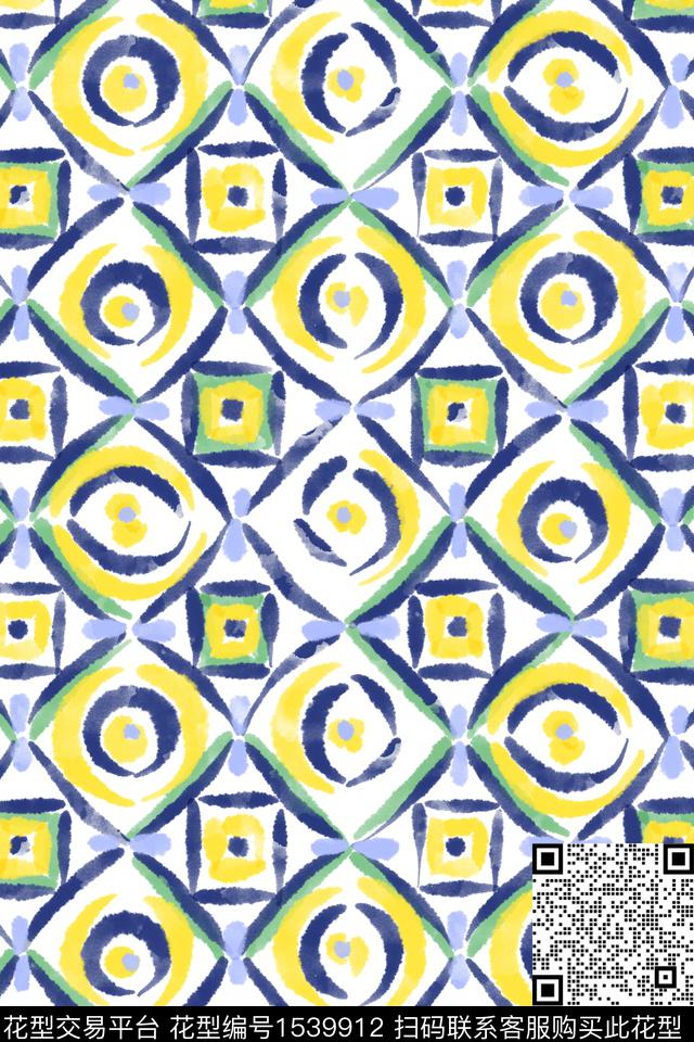 民族风几何笔触数码印花华亿平台下载（图片编号: 1539912） - 瓦栏（Walan）