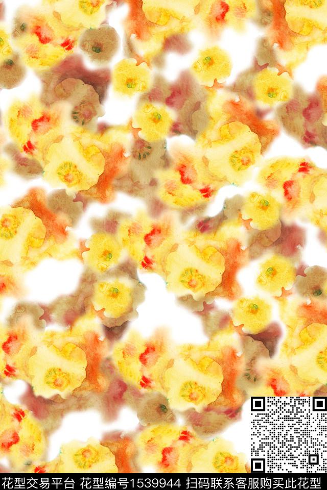 水彩花卉春夏华亿平台数码印花华亿平台下载（图片编号: 1539944） - 瓦栏（Walan）