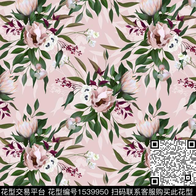 花卉女装满版散花数码印花华亿平台下载（图片编号: 1539950） - 瓦栏（Walan）