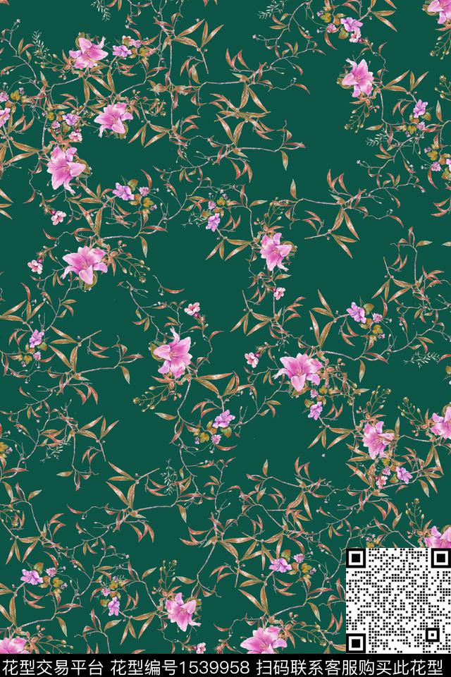 大牌风绿植树叶扎染华亿平台数码印花华亿平台下载（图片编号: 1539958） - 瓦栏（Walan）