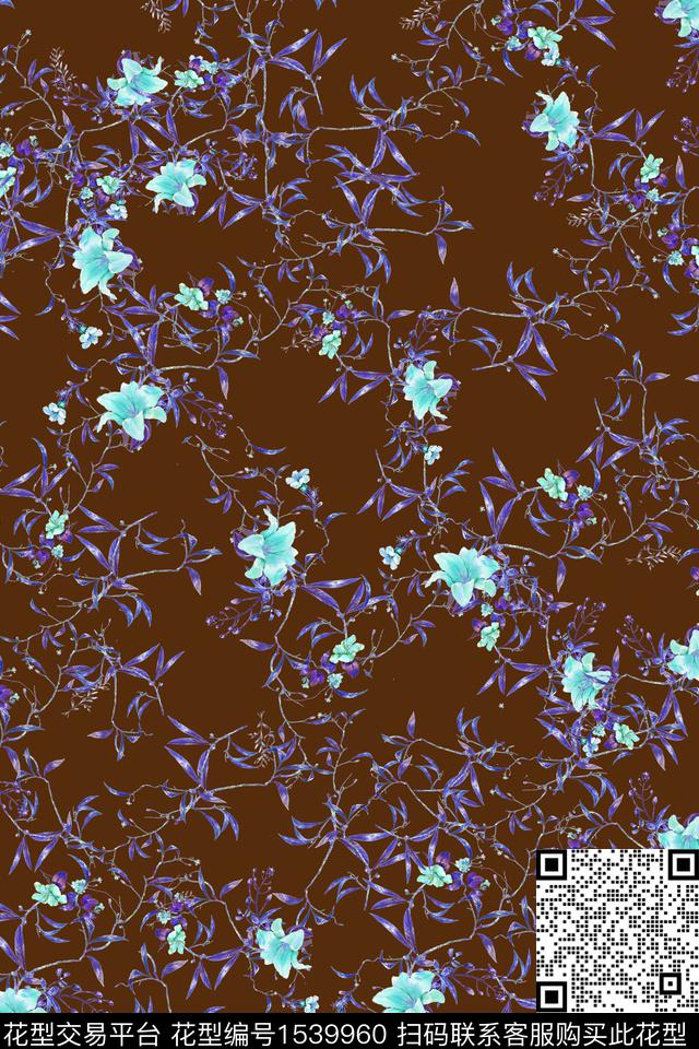 大牌风绿植树叶扎染华亿平台数码印花华亿平台下载（图片编号: 1539960） - 瓦栏（Walan）