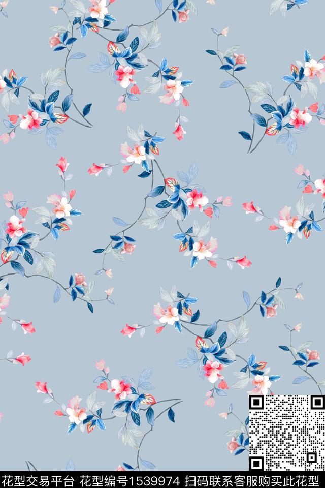 真丝小碎花数码印花华亿平台下载（图片编号: 1539974） - 瓦栏（Walan）