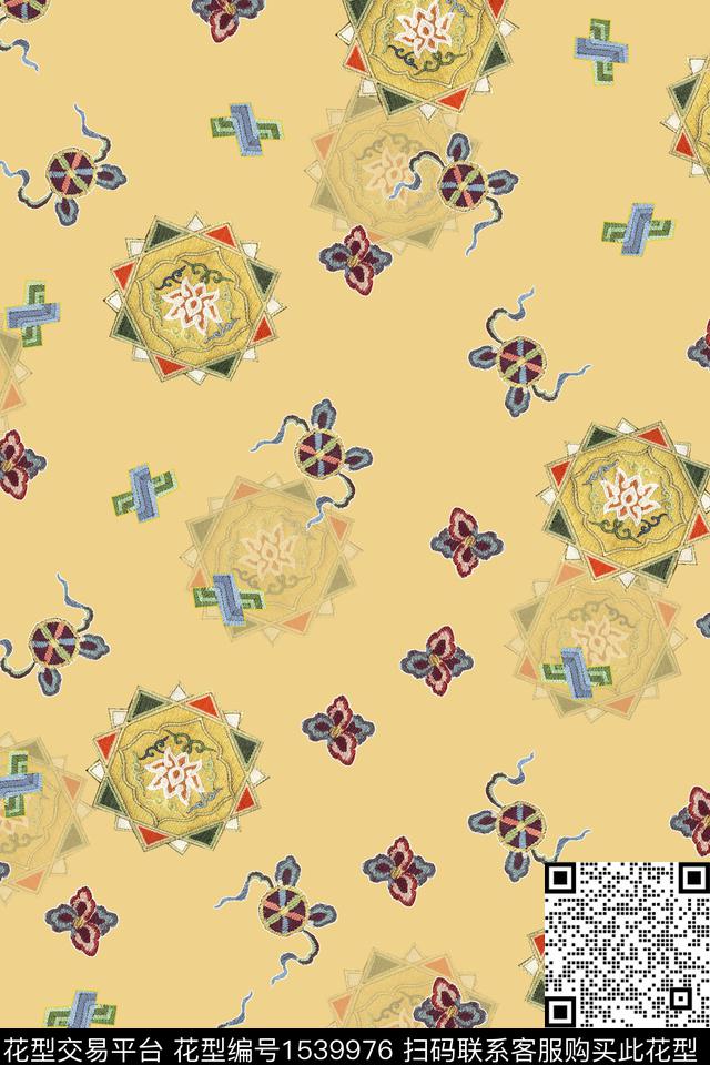 真丝中国风宋锦风数码印花华亿平台下载（图片编号: 1539976） - 瓦栏（Walan）