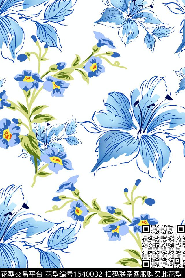 绿植树叶花卉数码华亿平台数码印花华亿平台下载（图片编号: 1540032） - 瓦栏（Walan）