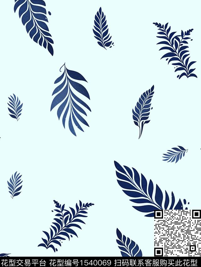清爽数码华亿平台绿植树叶数码印花华亿平台下载（图片编号: 1540069） - 瓦栏（Walan）