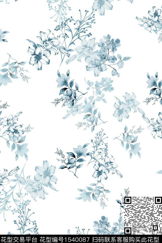 花卉小清新春夏华亿平台数码印花华亿平台下载（图片编号: 1540087） - 瓦栏（Walan）