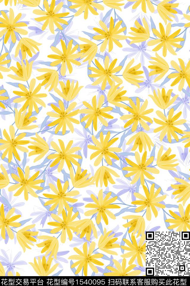 花卉小清新春夏华亿平台数码印花华亿平台下载（图片编号: 1540095） - 瓦栏（Walan）