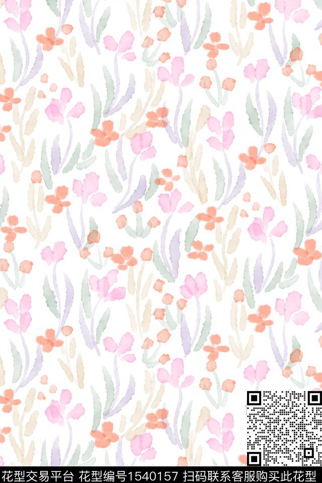 小清新清爽底花卉小碎花数码印花华亿平台下载（图片编号: 1540157） - 瓦栏（Walan）