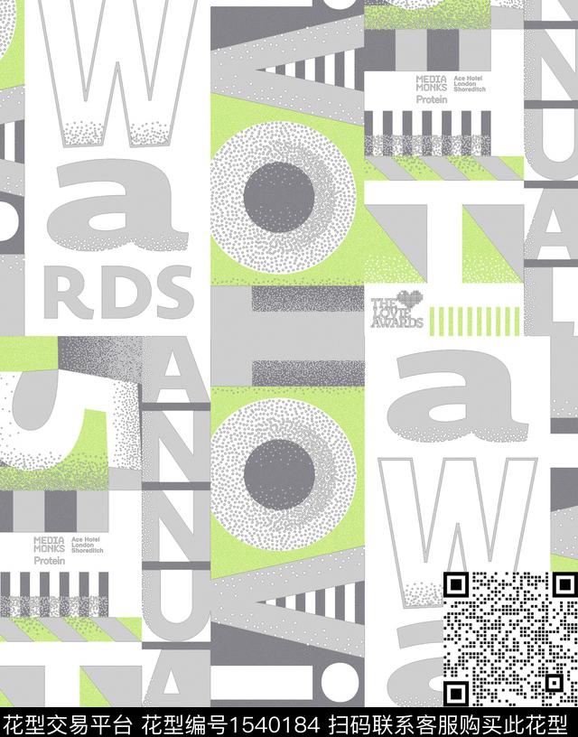 字母抽象男装肌理数码印花华亿平台下载（图片编号: 1540184） - 瓦栏（Walan）