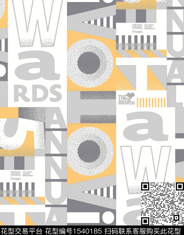 字母抽象男装肌理数码印花华亿平台下载（图片编号: 1540185） - 瓦栏（Walan）