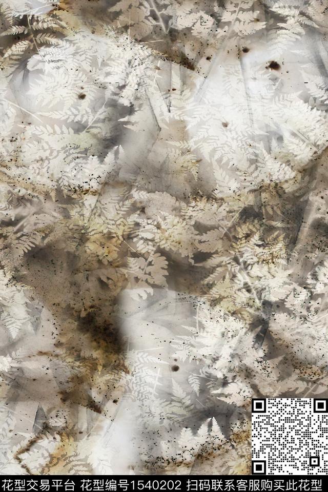 肌理抽象绿植树叶数码印花华亿平台下载（图片编号: 1540202） - 瓦栏（Walan）