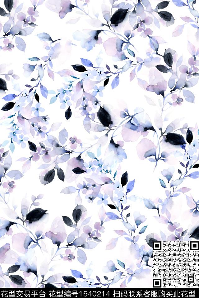 绿植树叶抽象女装数码印花华亿平台下载（图片编号: 1540214） - 瓦栏（Walan）