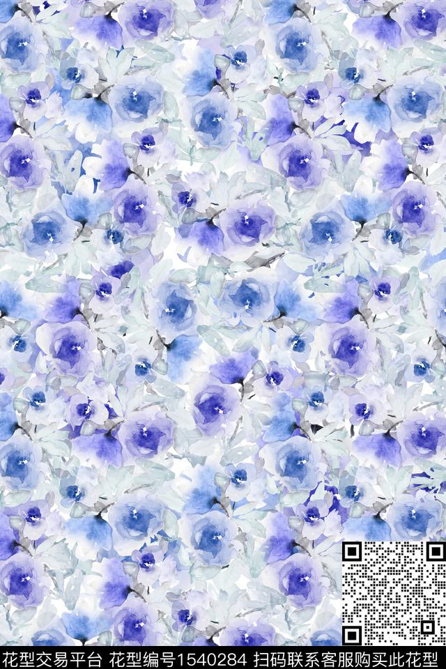水彩花卉春夏华亿平台数码印花华亿平台下载（图片编号: 1540284） - 瓦栏（Walan）