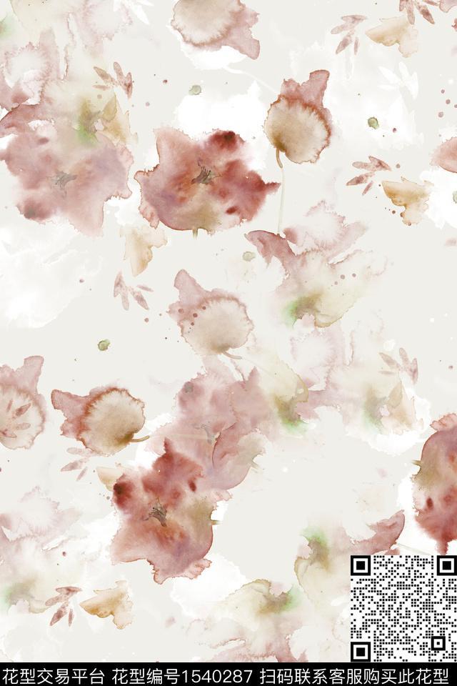水彩花卉春夏华亿平台数码印花华亿平台下载（图片编号: 1540287） - 瓦栏（Walan）