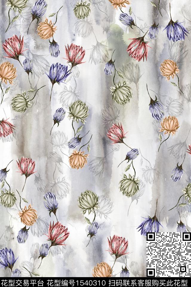 花卉水彩花卉小碎花数码印花华亿平台下载（图片编号: 1540310） - 瓦栏（Walan）