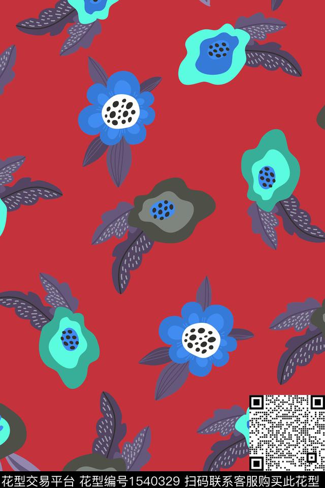 大牌风绿植树叶卡通数码印花华亿平台下载（图片编号: 1540329） - 瓦栏（Walan）