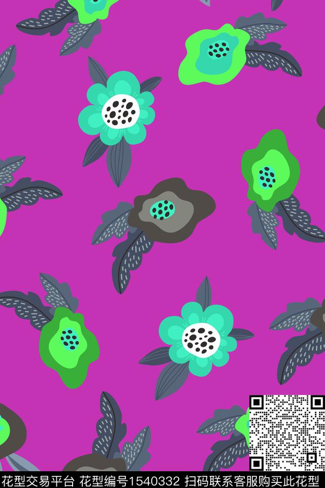 大牌风绿植树叶卡通数码印花华亿平台下载（图片编号: 1540332） - 瓦栏（Walan）