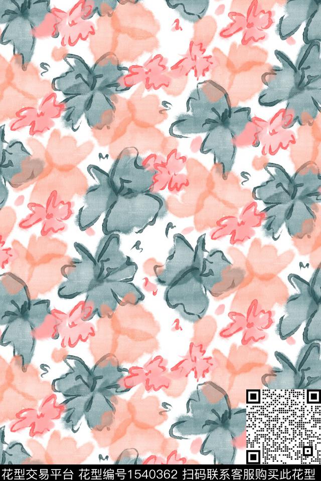 小清新清爽底花卉花卉数码印花华亿平台下载（图片编号: 1540362） - 瓦栏（Walan）