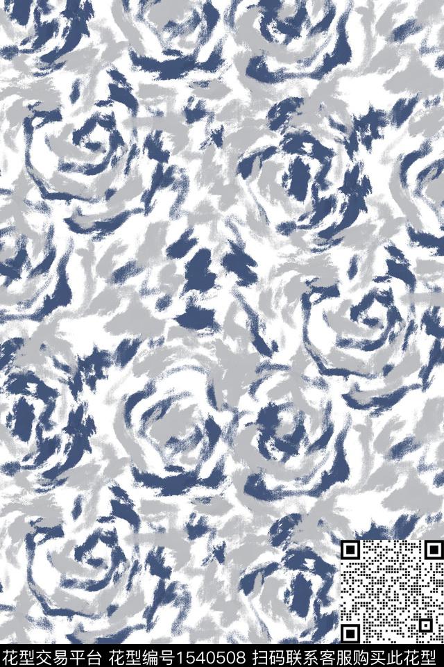 抽象笔触简约数码印花华亿平台下载（图片编号: 1540508） - 瓦栏（Walan）