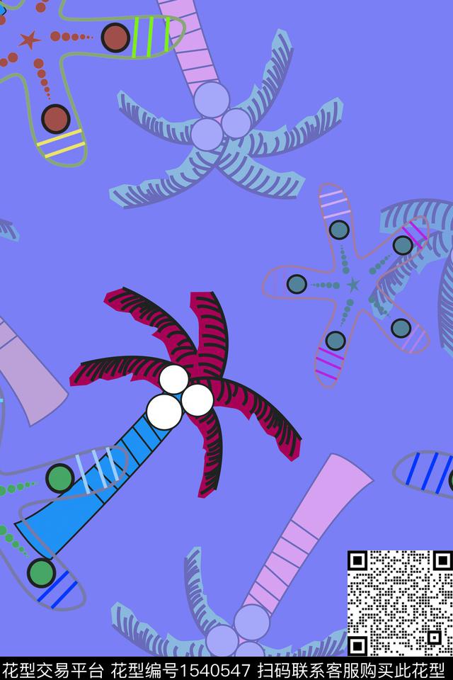 花卉椰子树童装传统印花华亿平台下载（图片编号: 1540547） - 瓦栏（Walan）