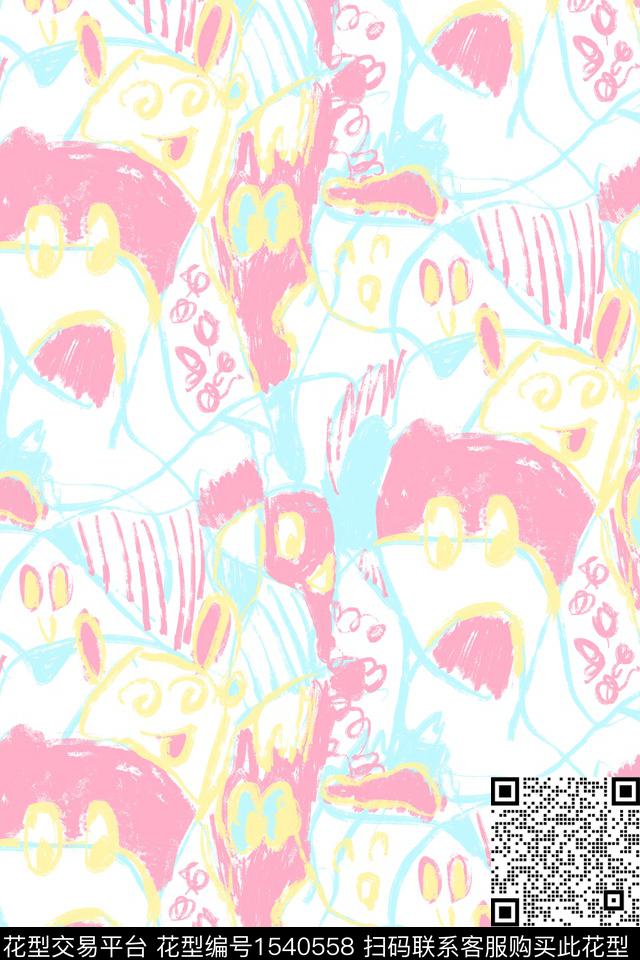 肌理涂鸦笔触数码印花华亿平台下载（图片编号: 1540558） - 瓦栏（Walan）