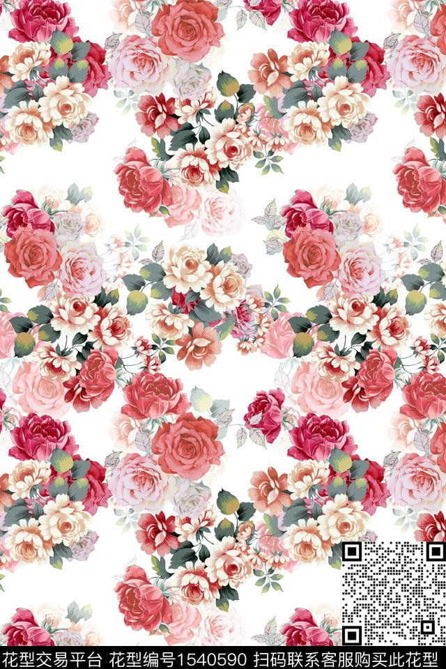 花卉清爽春夏华亿平台数码印花华亿平台下载（图片编号: 1540590） - 瓦栏（Walan）