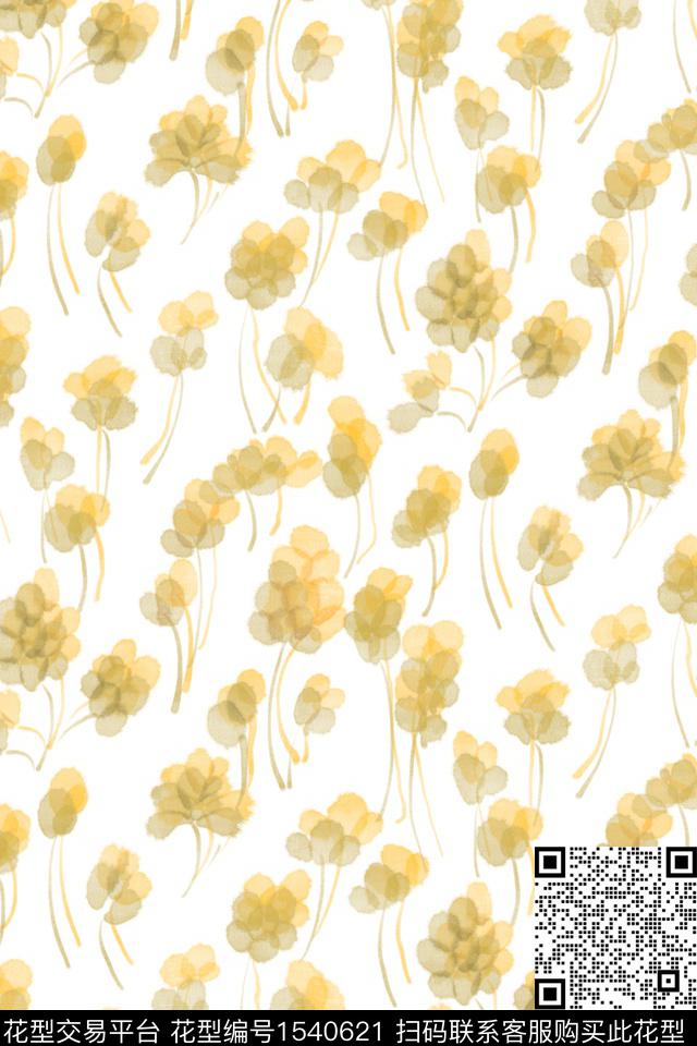 剪影抽象花卉小碎花数码印花华亿平台下载（图片编号: 1540621） - 瓦栏（Walan）