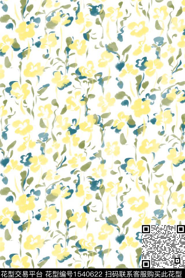 小清新抽象花卉小碎花数码印花华亿平台下载（图片编号: 1540622） - 瓦栏（Walan）