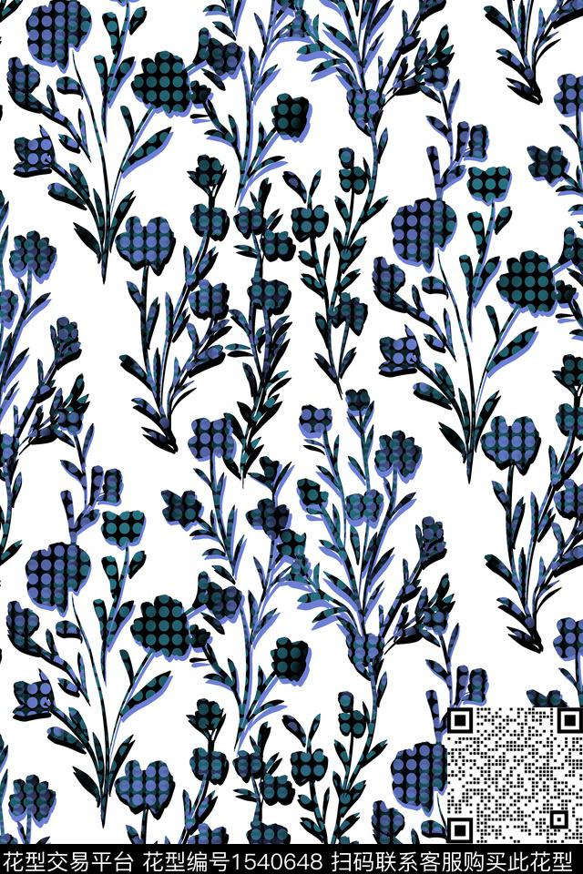 剪影简约小碎花数码印花华亿平台下载（图片编号: 1540648） - 瓦栏（Walan）