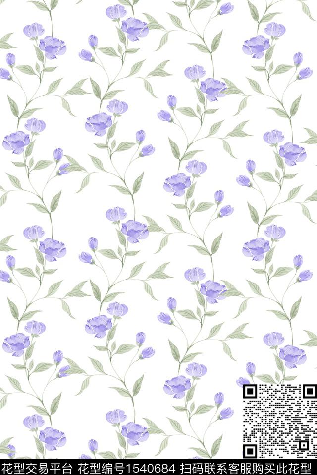 花卉清爽小清新数码印花华亿平台下载（图片编号: 1540684） - 瓦栏（Walan）
