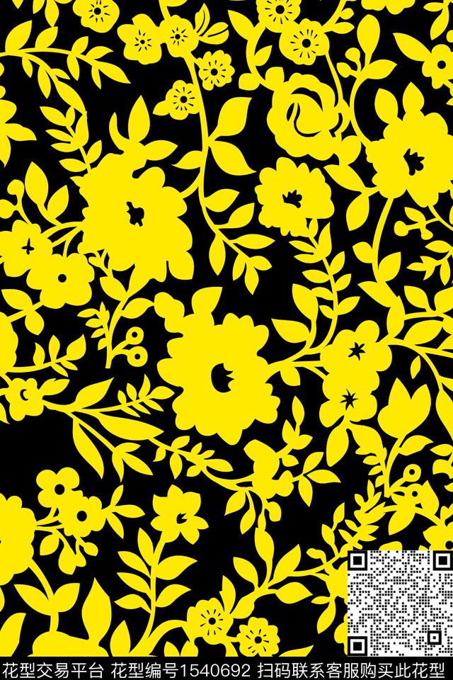 花卉传统华亿平台绿植树叶传统印花华亿平台下载（图片编号: 1540692） - 瓦栏（Walan）