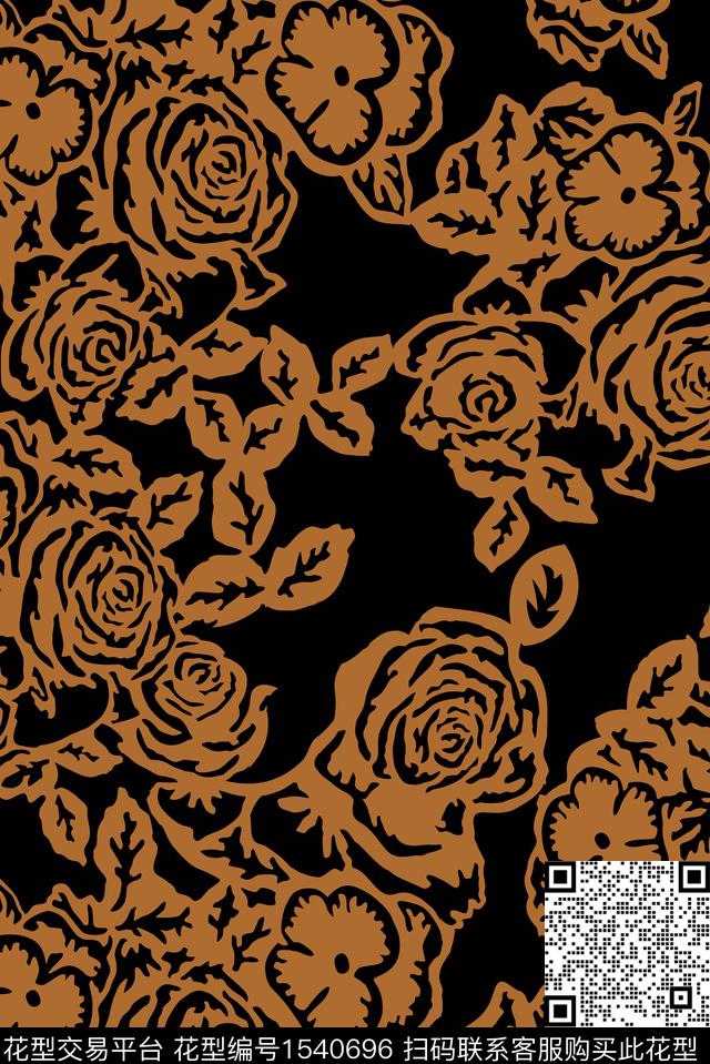 花卉传统华亿平台绿植树叶传统印花华亿平台下载（图片编号: 1540696） - 瓦栏（Walan）