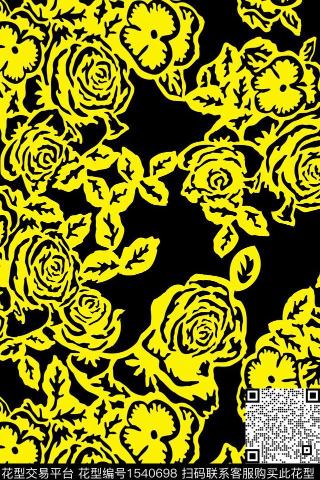 花卉大牌风传统华亿平台传统印花华亿平台下载（图片编号: 1540698） - 瓦栏（Walan）