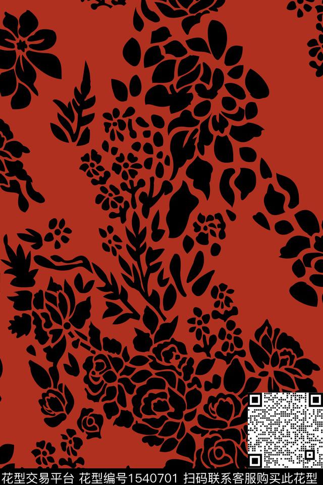 花卉大牌风绿植树叶传统印花华亿平台下载（图片编号: 1540701） - 瓦栏（Walan）