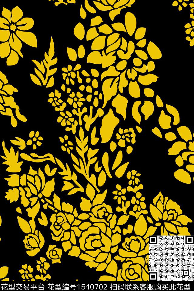 花卉大牌风绿植树叶传统印花华亿平台下载（图片编号: 1540702） - 瓦栏（Walan）