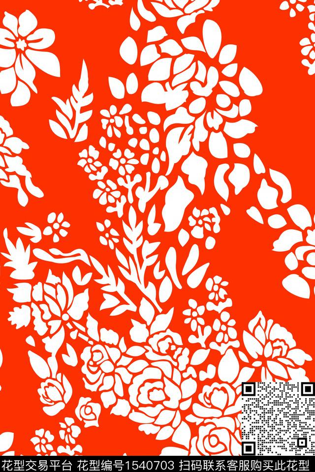 花卉大牌风绿植树叶传统印花华亿平台下载（图片编号: 1540703） - 瓦栏（Walan）