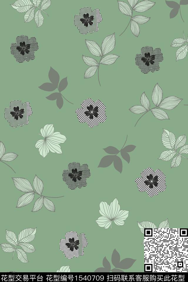 花卉叶子纹理数码印花华亿平台下载（图片编号: 1540709） - 瓦栏（Walan）
