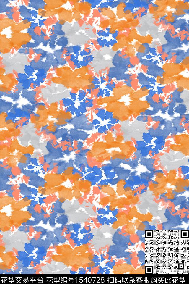 满版散花花卉抽象花卉数码印花华亿平台下载（图片编号: 1540728） - 瓦栏（Walan）