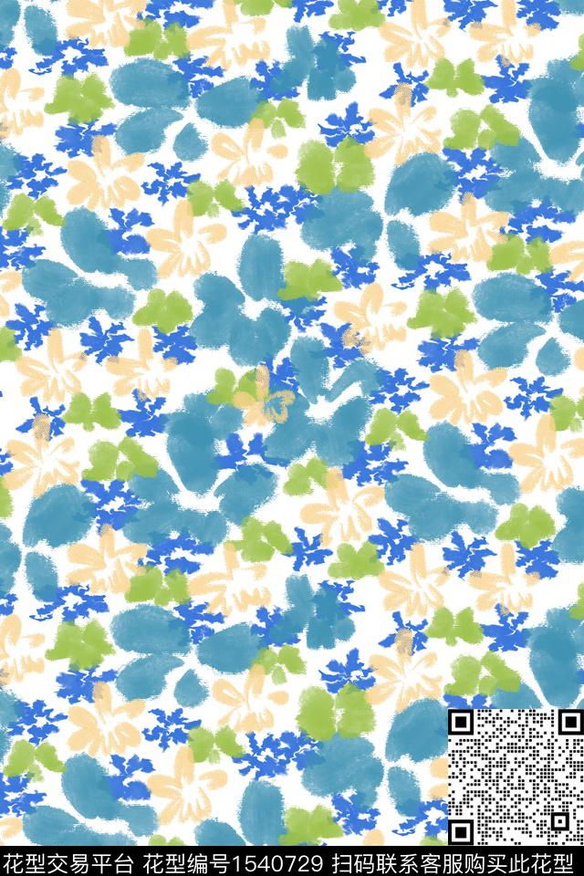 满版散花抽象花卉小碎花数码印花华亿平台下载（图片编号: 1540729） - 瓦栏（Walan）