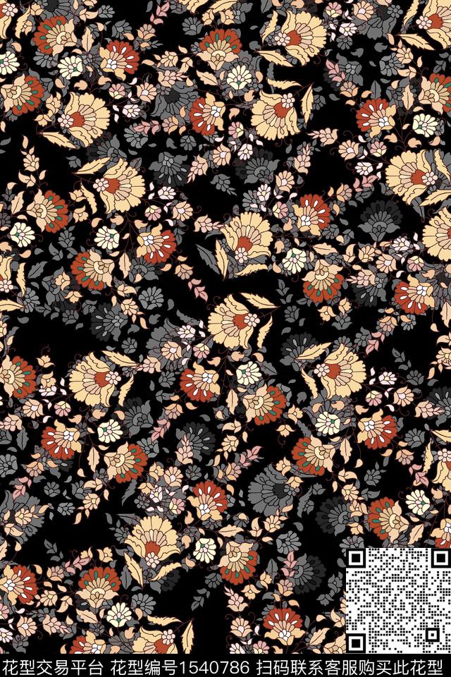 民族花卉小碎花民族风数码印花华亿平台下载（图片编号: 1540786） - 瓦栏（Walan）