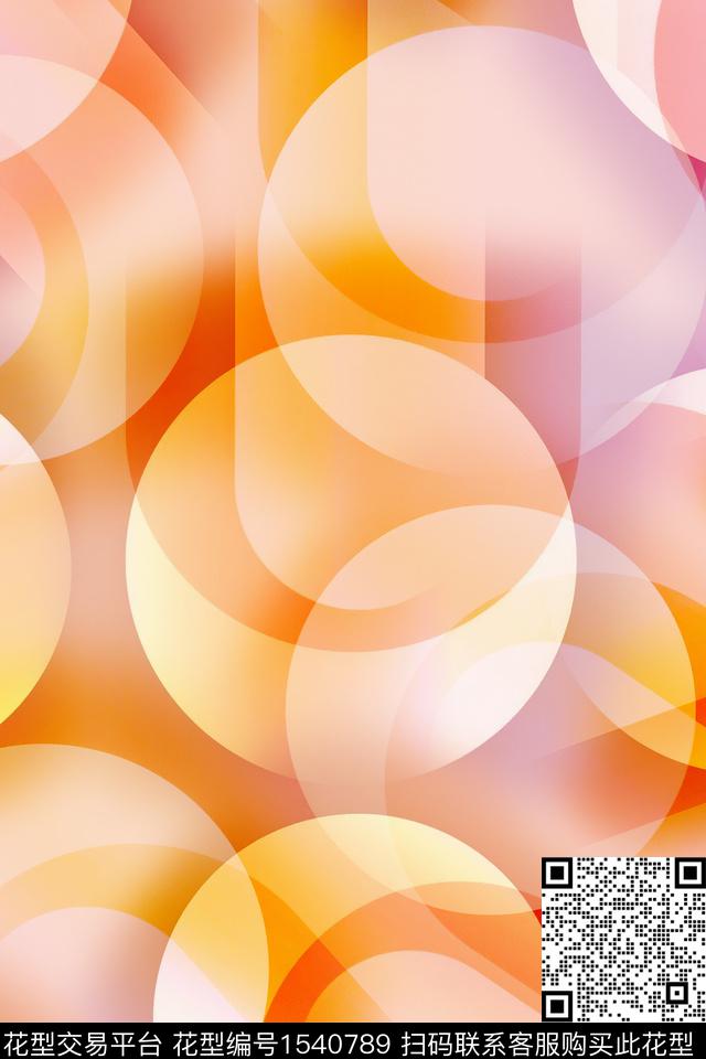 几何圆渐变数码印花华亿平台下载（图片编号: 1540789） - 瓦栏（Walan）